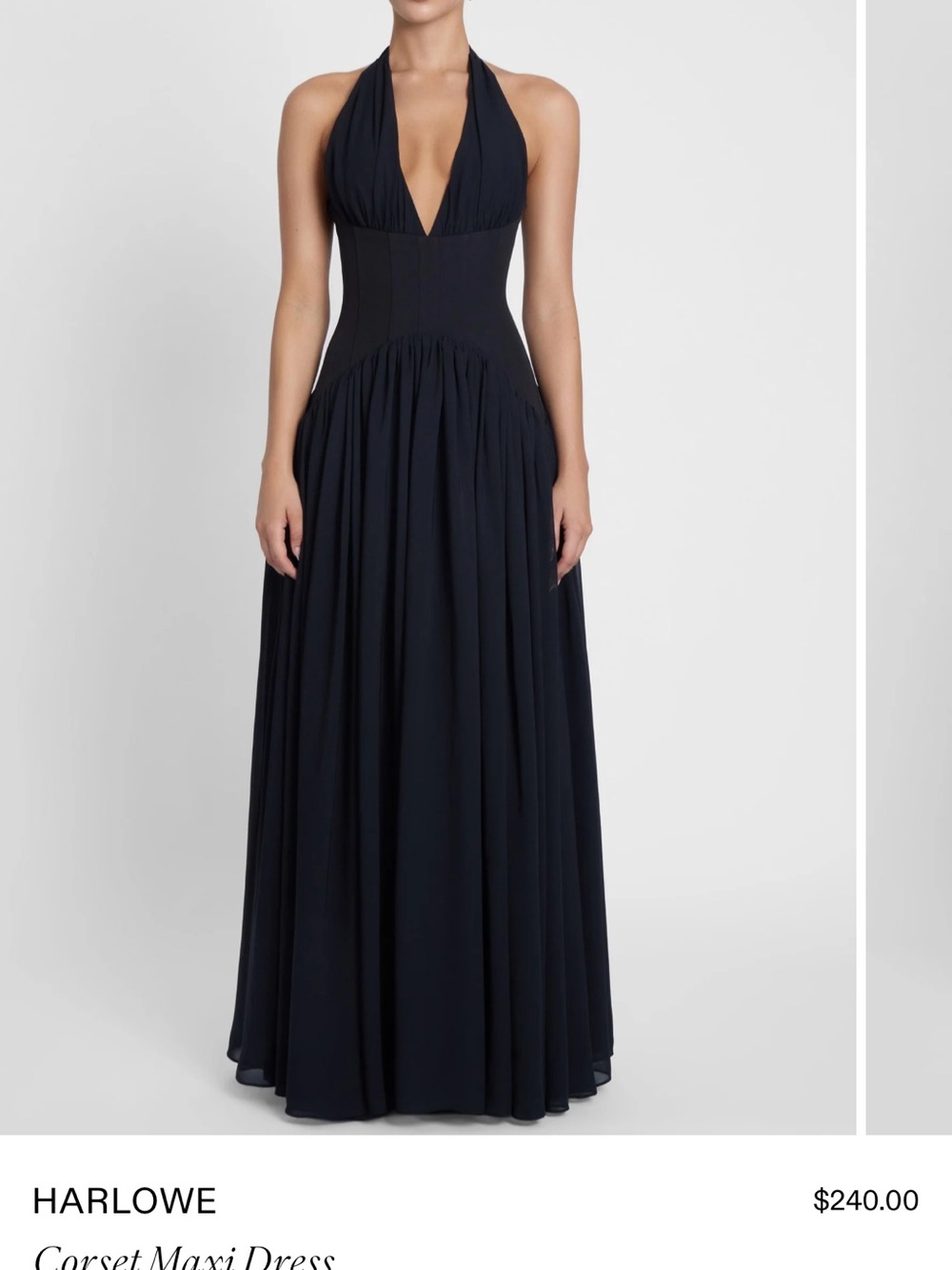 Harlow Navy Halter Corset Maxi Gown
